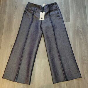 Anthropologie Cartonnier Linen Blend Wide Leg Cropped Pants Women's 10T NWT